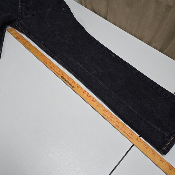 Levis 501‎ Jeans Mens 33x32 (Fits 30x30) Black Straight Button Fly Biker Denim - Picture 14 of 15